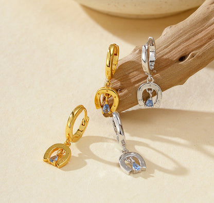 Horseshoe Charm Hoop Earrings