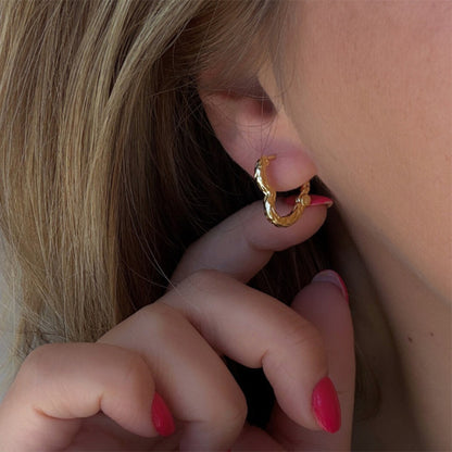 Hammered Heart Hoop Earrings