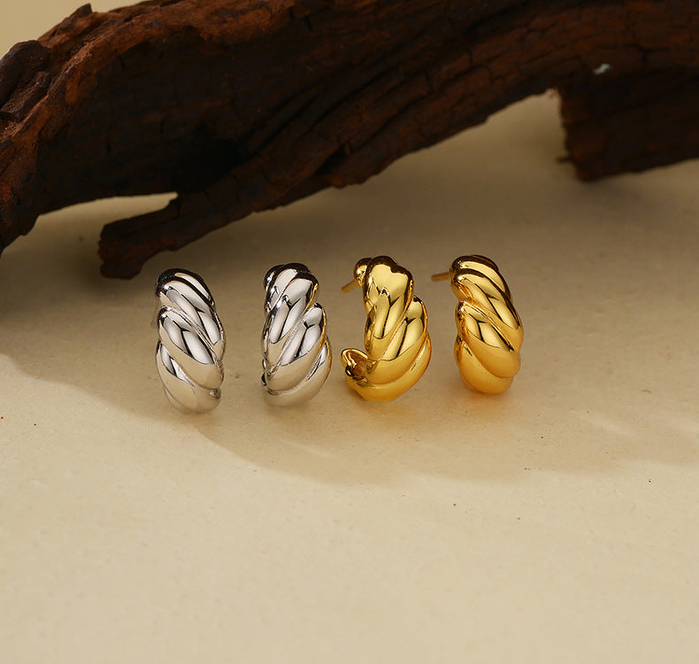 Textured Croissant Hoop Earrings