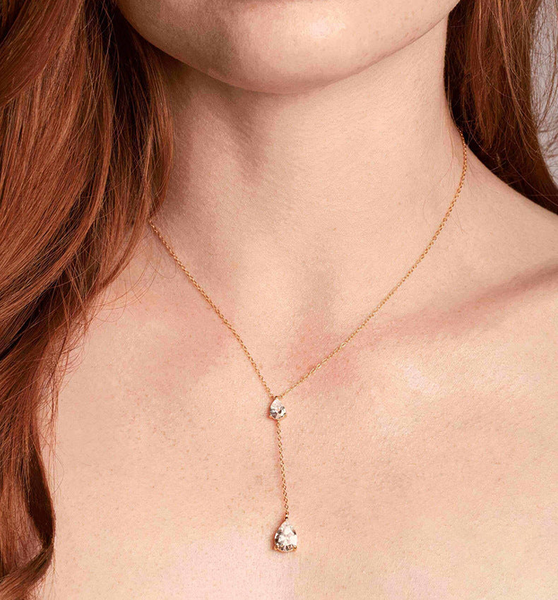 Water Drop Y Necklace with Tassel Detail