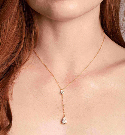 Water Drop Y Necklace with Tassel Detail