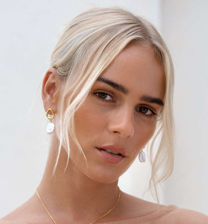 Textured Pearl Dangle Earrings