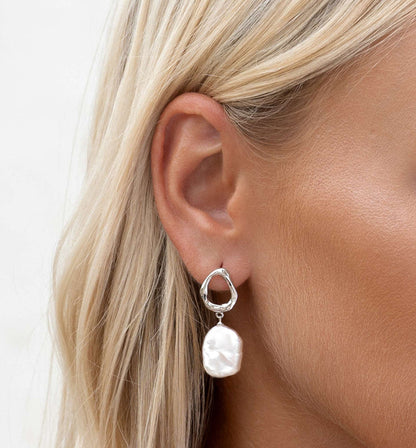 Textured Pearl Dangle Earrings