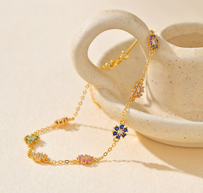 Colorful Flower Charm Bracelet