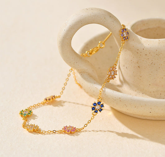 Colorful Flower Charm Bracelet