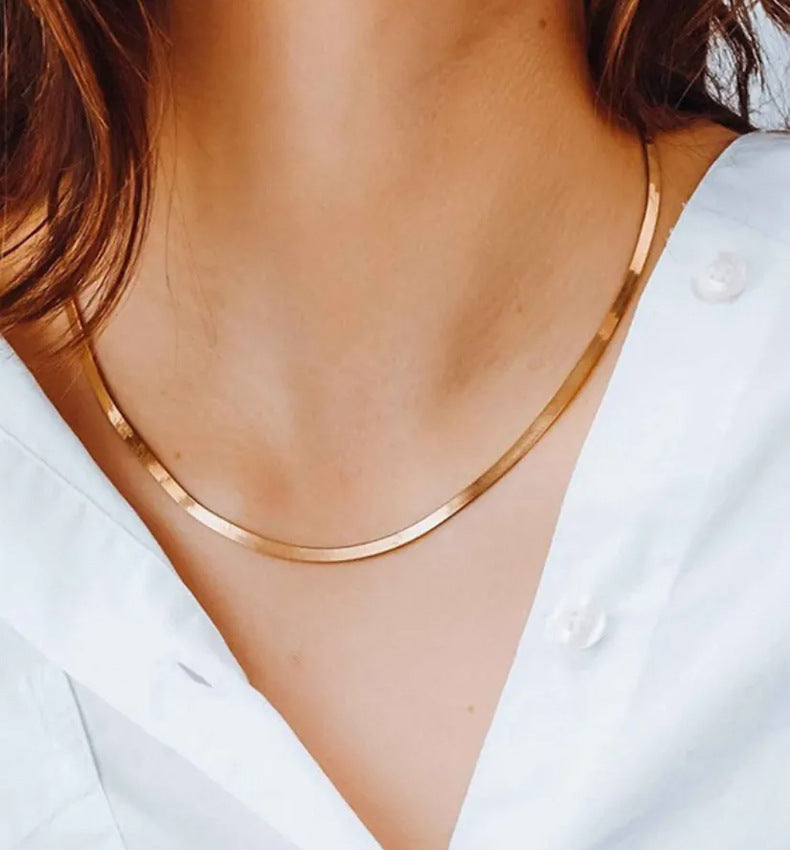 Sleek Herringbone Chain Necklace