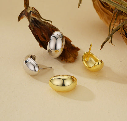 Water Drop Geometric Bean Earrings