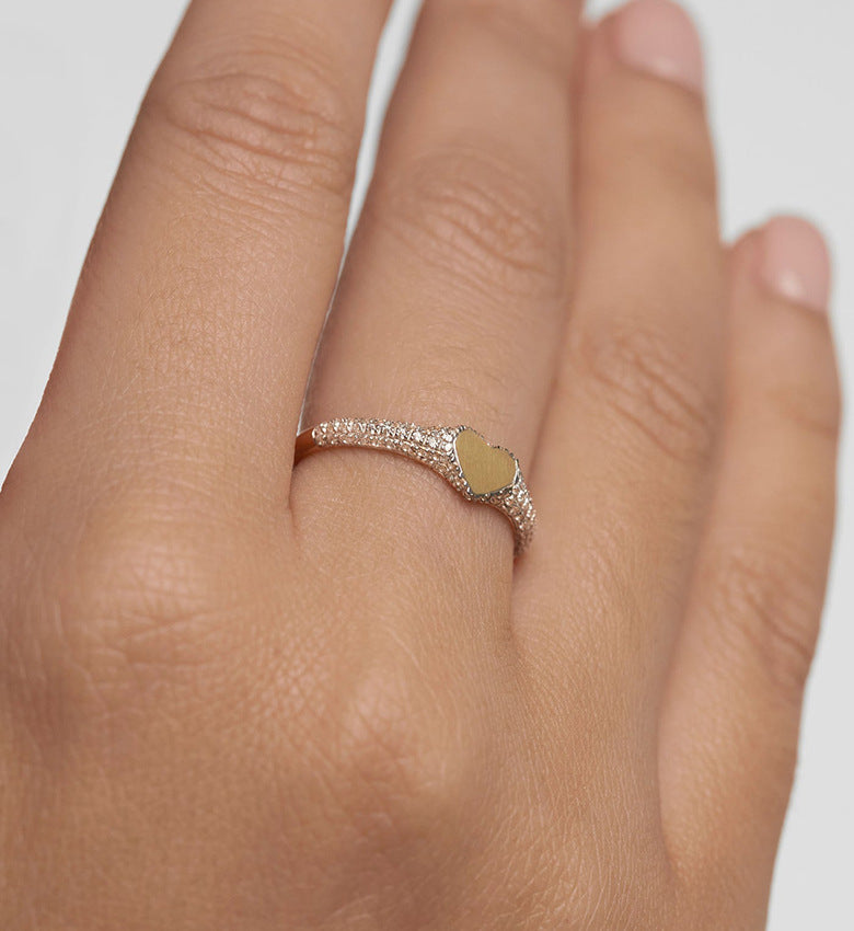 Pavé Heart Signet Ring