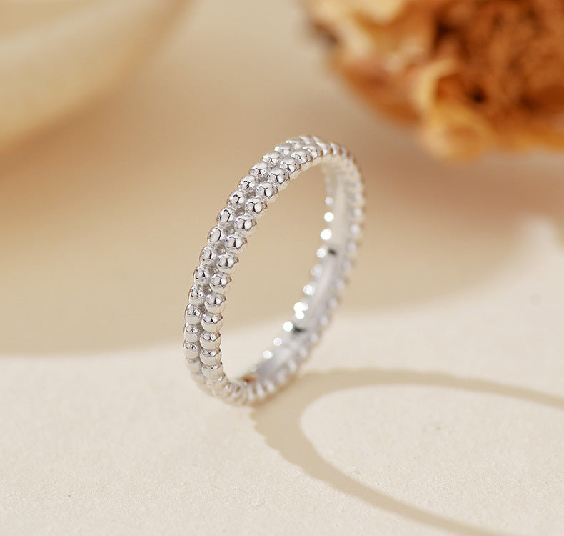 Double Row Beaded Band Ring