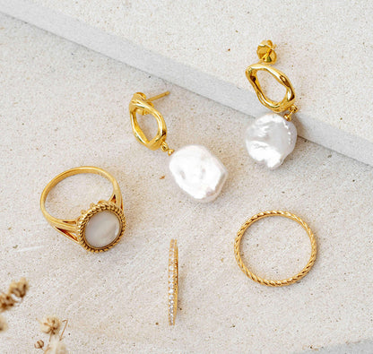 Textured Pearl Dangle Earrings