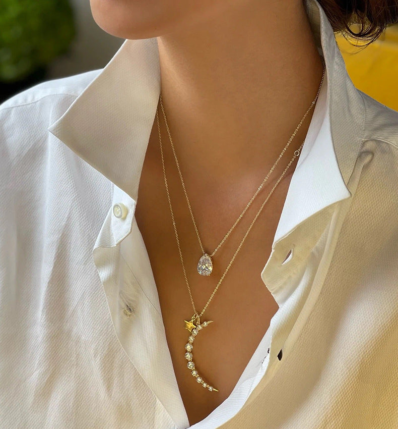 Moon and Star Pendant Necklace