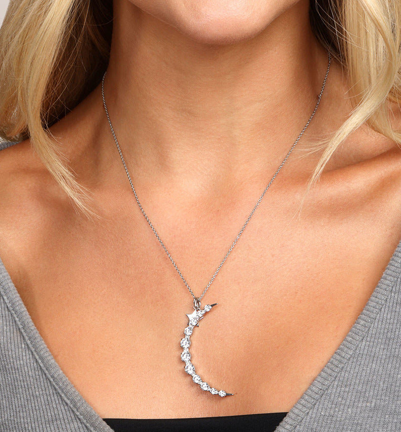 Moon and Star Pendant Necklace
