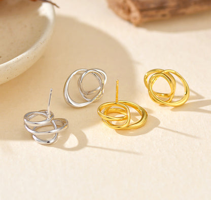 Winding Circle Stud Earrings