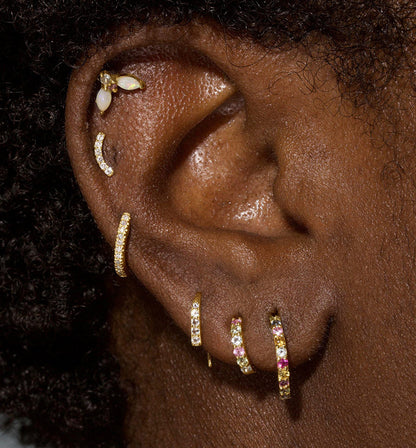 Rainbow Pavé Huggie Hoop Earrings