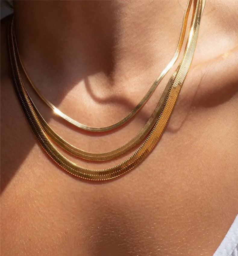 Sleek Herringbone Chain Necklace