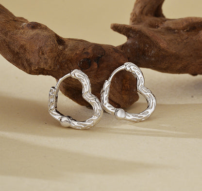 Hammered Heart Hoop Earrings