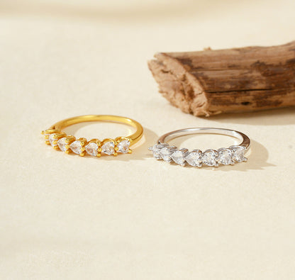 Half Eternity Heart Cut Ring