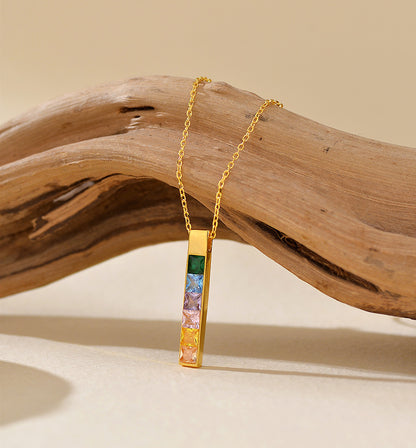Rainbow Bar Pendant Necklace