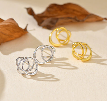 Winding Circle Stud Earrings