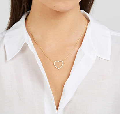 Open Heart Outline Necklace