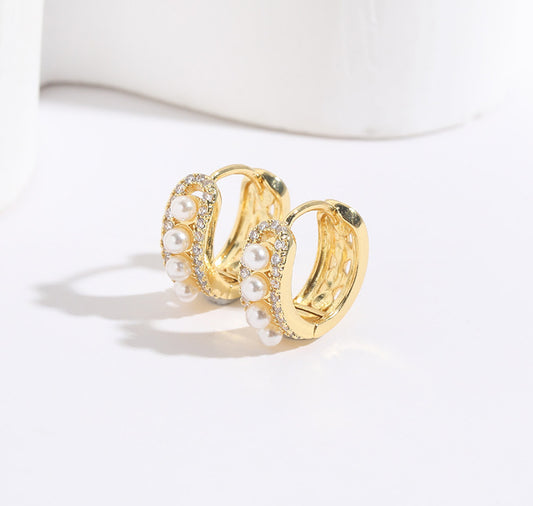 Pearl Shell Hoop Earrings