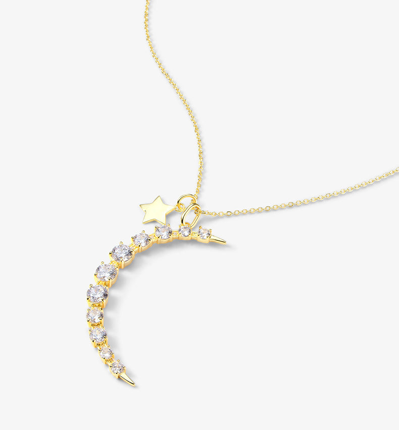 Moon and Star Pendant Necklace