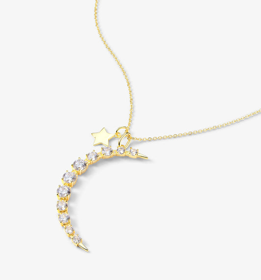 Moon and Star Pendant Necklace