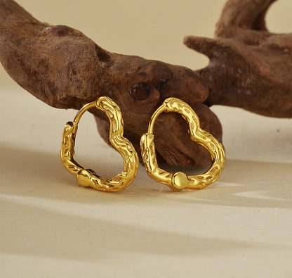 Hammered Heart Hoop Earrings