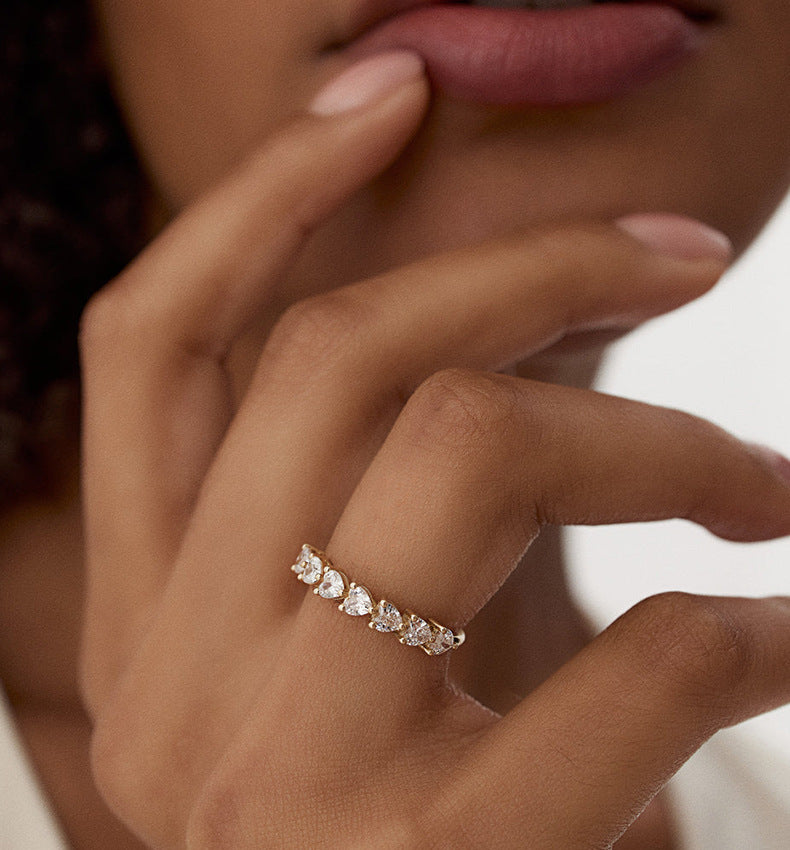 Half Eternity Heart Cut Ring