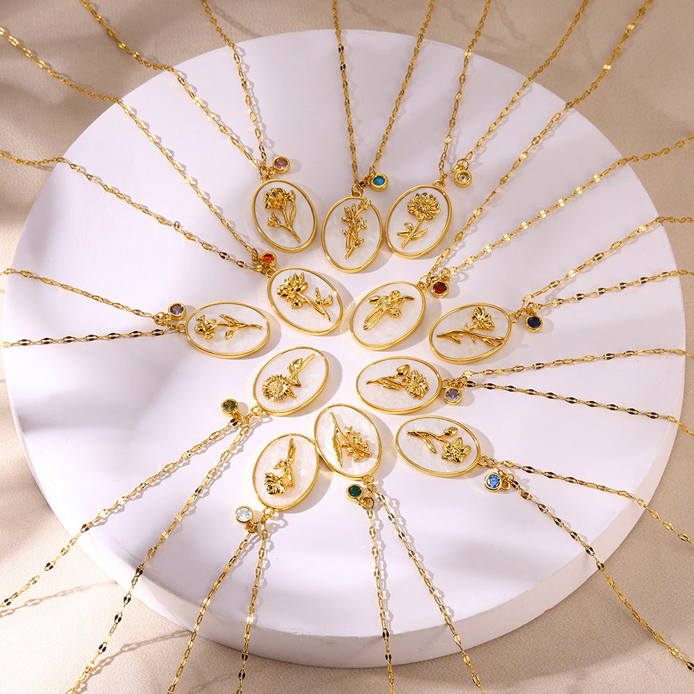 Birth Flower Pendant Necklace