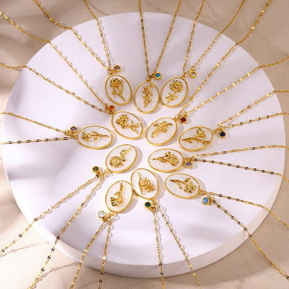 Birth Flower Pendant Necklace