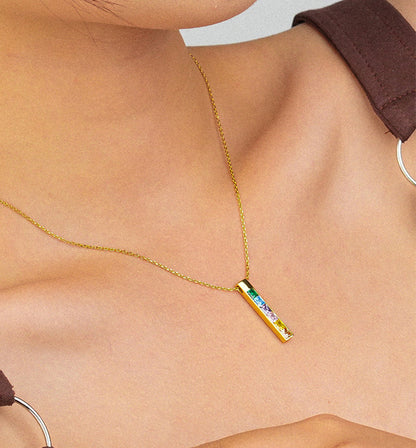 Rainbow Bar Pendant Necklace