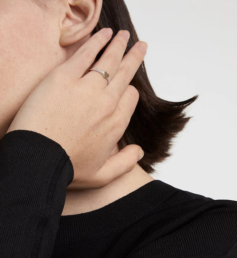 Pavé Heart Signet Ring