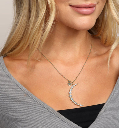 Moon and Star Pendant Necklace
