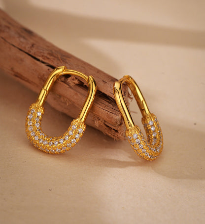 U-Shaped Pavé Hoop Earrings