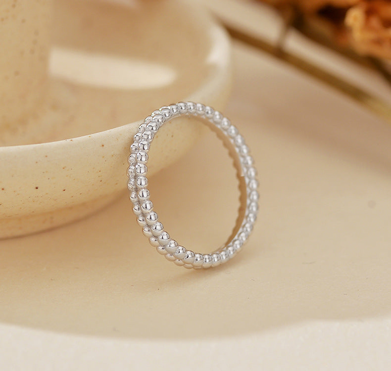 Double Row Beaded Band Ring