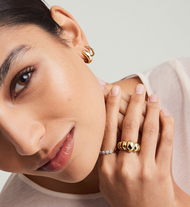 Shiny Geometric Dome Ring