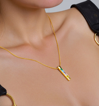 Rainbow Bar Pendant Necklace