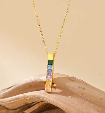 Rainbow Bar Pendant Necklace