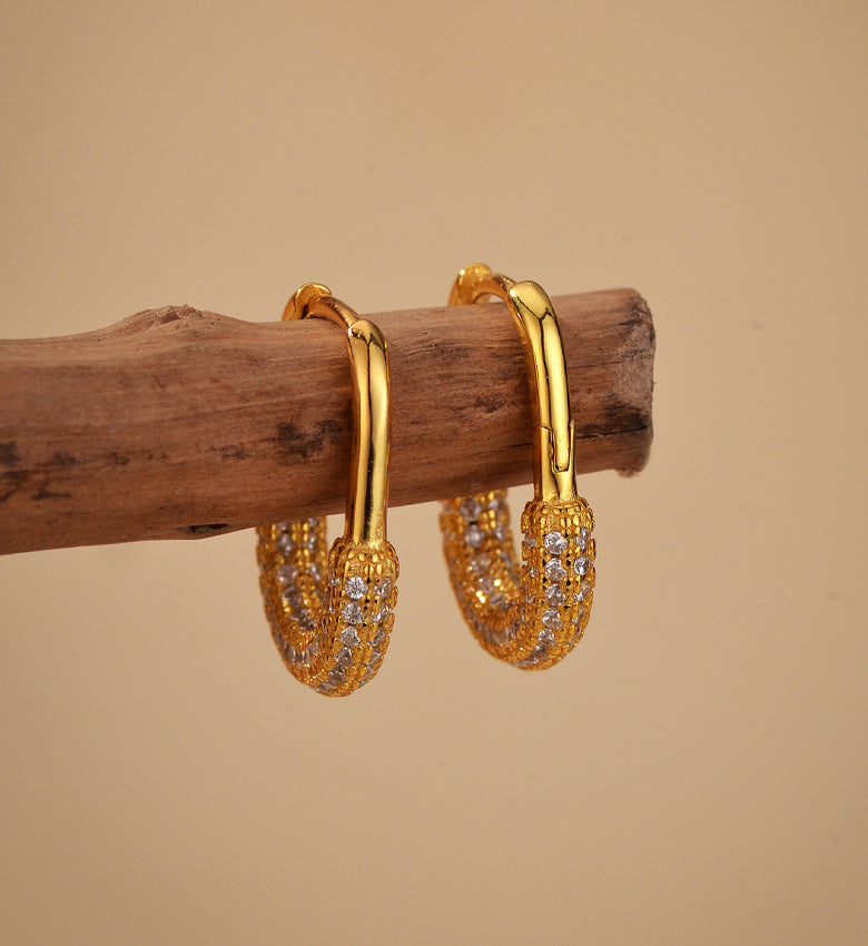 U-Shaped Pavé Hoop Earrings