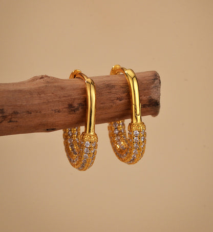 U-Shaped Pavé Hoop Earrings