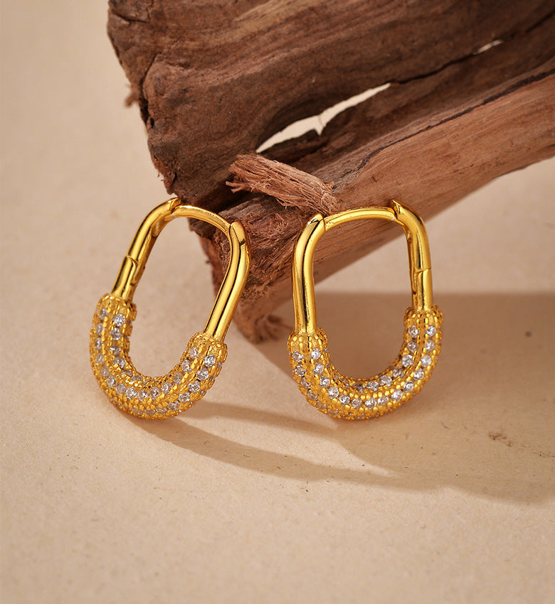 U-Shaped Pavé Hoop Earrings