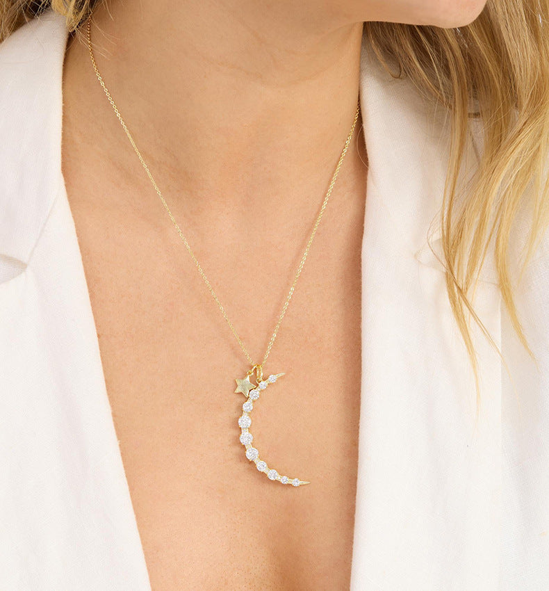 Moon and Star Pendant Necklace