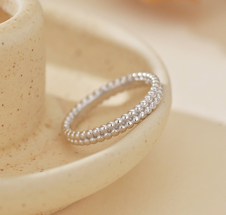 Double Row Beaded Band Ring