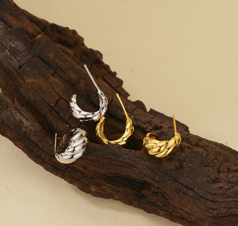 Textured Croissant Hoop Earrings