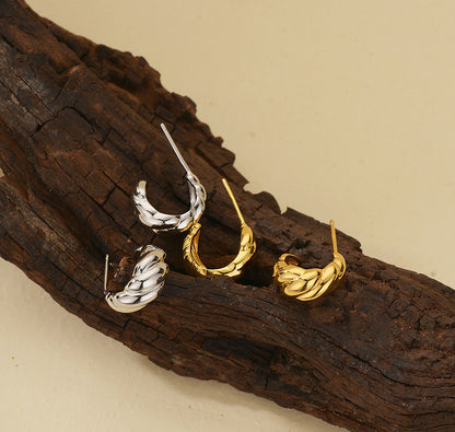 Textured Croissant Hoop Earrings