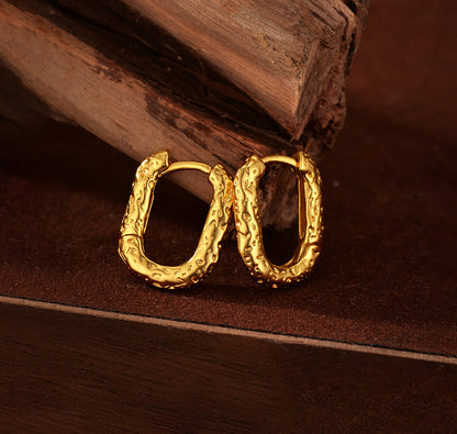 Hammered Oval Hoop Earrings