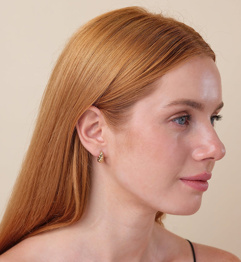 Textured Croissant Hoop Earrings