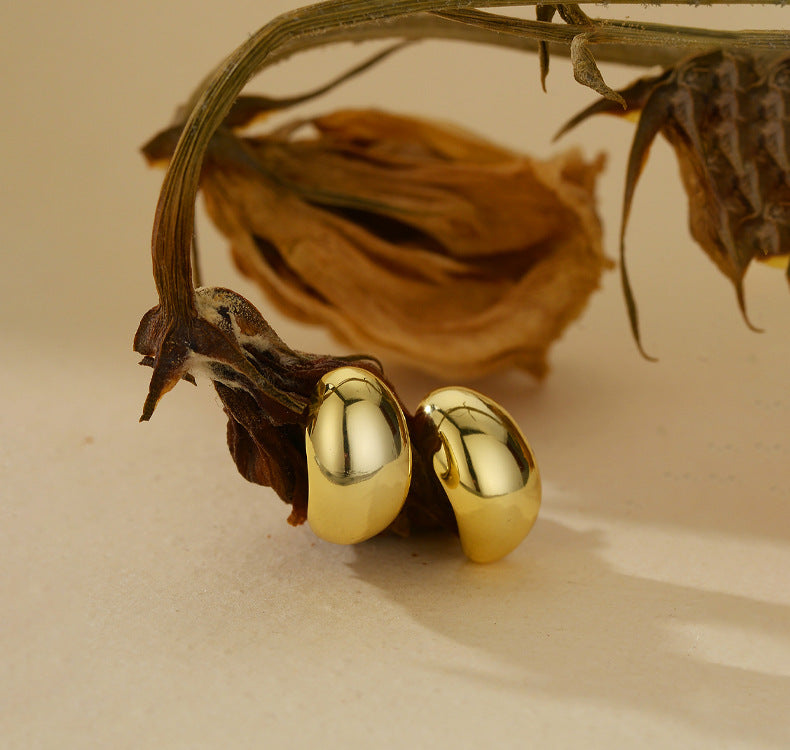 Water Drop Geometric Bean Earrings