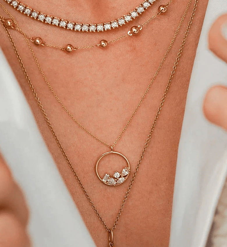 Circle Cluster Pendant Necklace